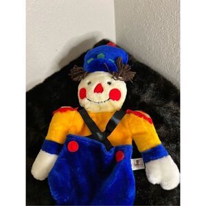 VINTAGE SANTA'S BEST PLUSH BLUE/YELLOW NUTCRACKER CHRISTMAS STOCKING